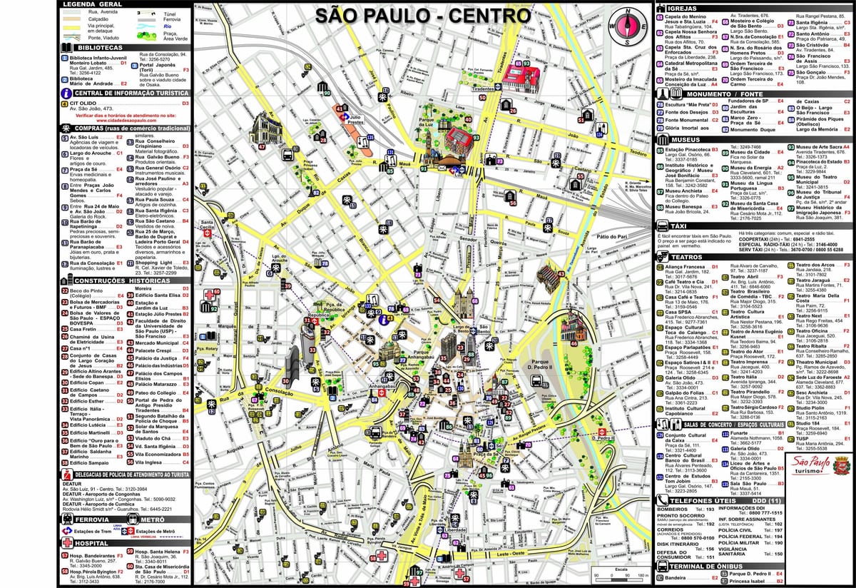 mapa de Sao Paulo centro de la ciudad