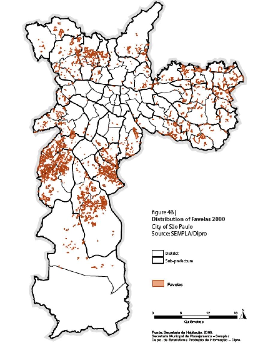 mapa de las favelas de Sao Paulo