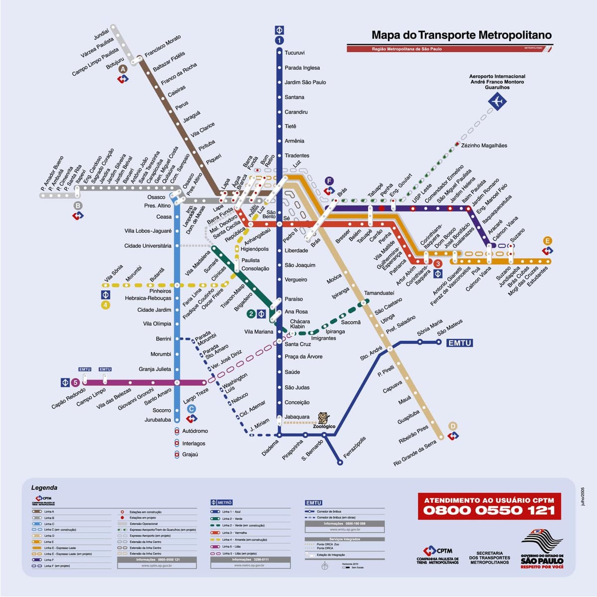 São Paulo mapa de autobuses